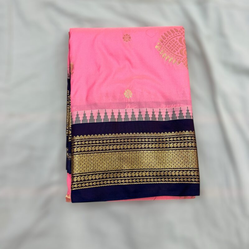 Baby Pink Semi Gadwal Saree