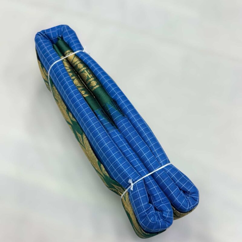 Sky Blue Pure Cotton Gadwal Saree