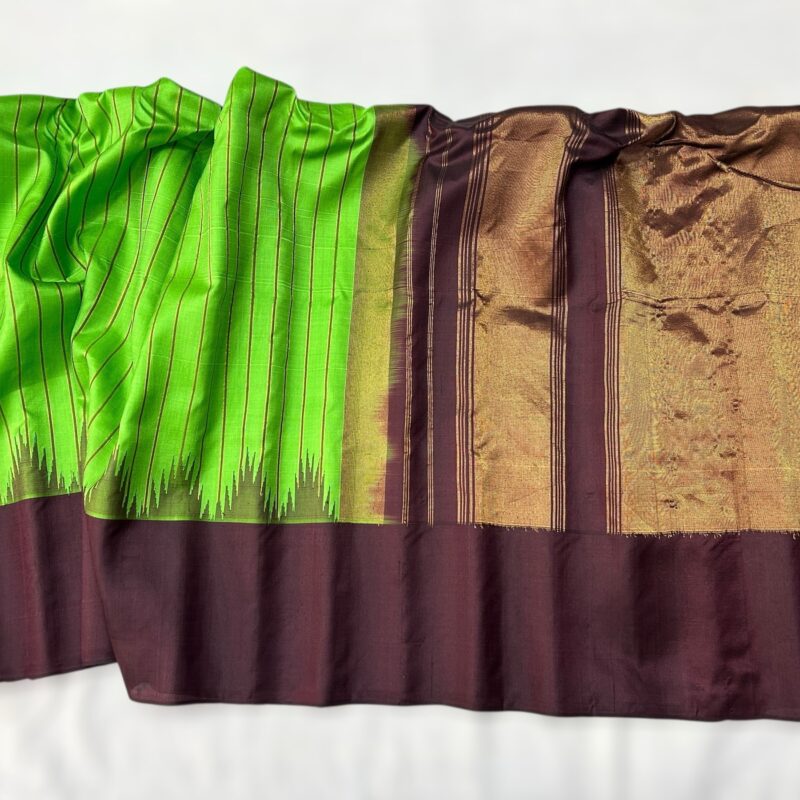 Leaf green handloom pure silk - view 4