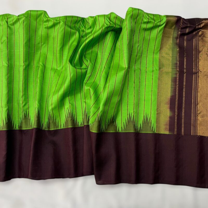 Leaf green handloom pure silk - view 5