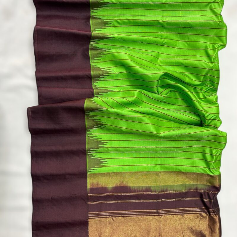 Leaf green handloom pure silk - view 6