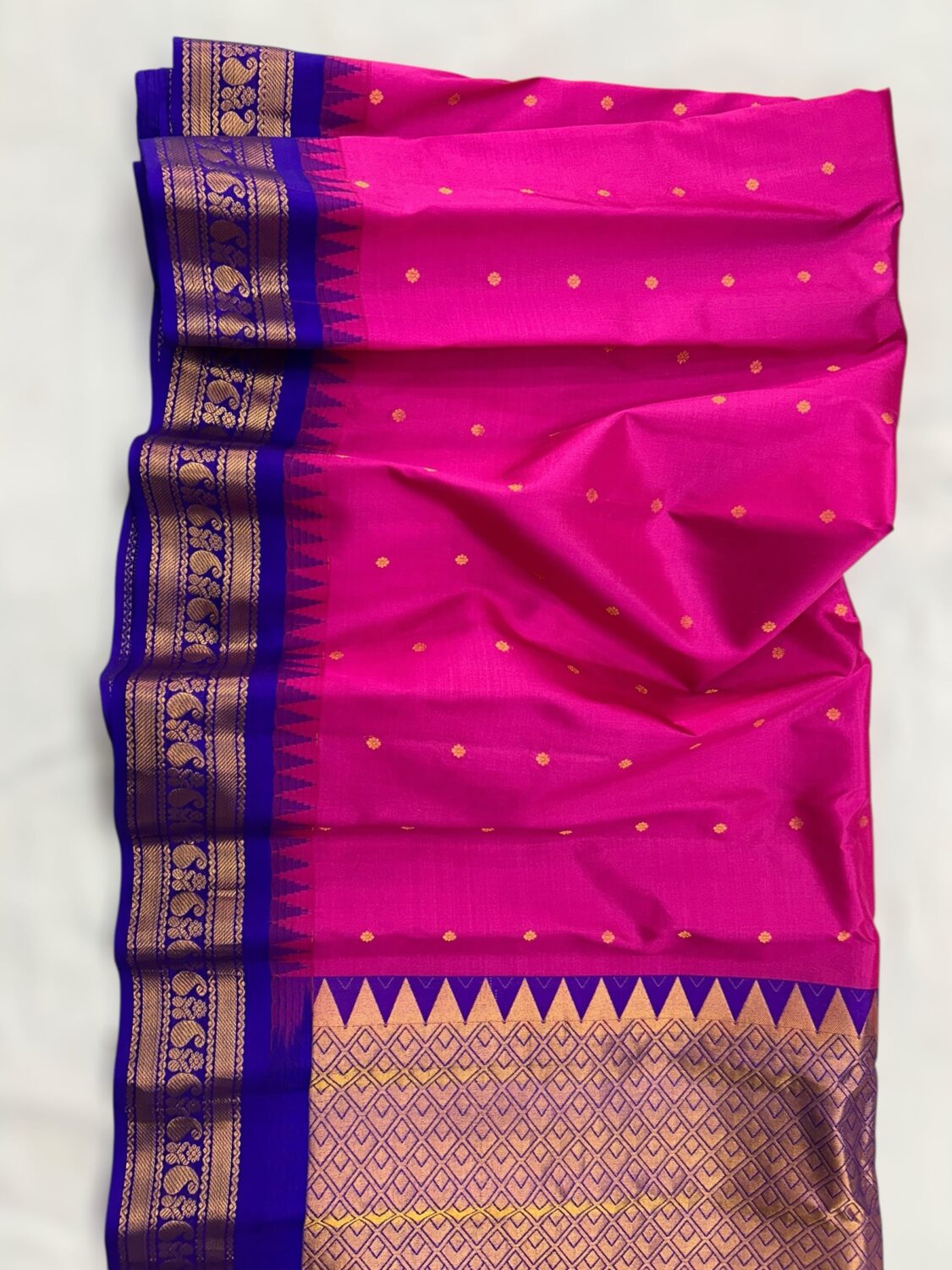 Pink Pure Silk Gadwal Saree
