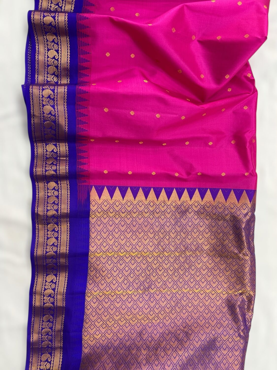 Pink Pure Silk Gadwal Saree