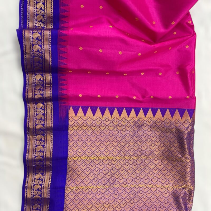 Pink Pure Silk Gadwal Saree - view 2