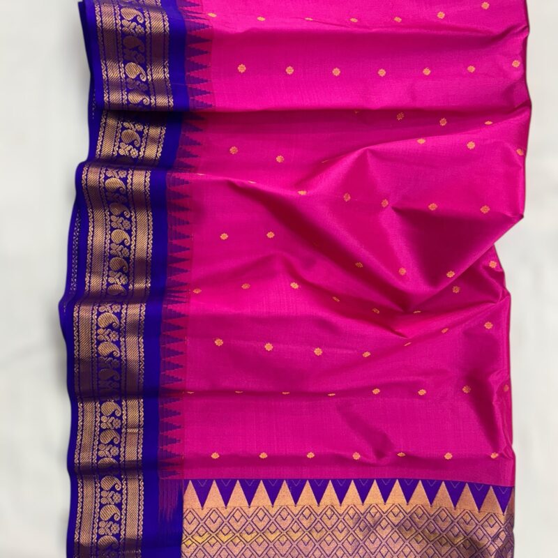 Pink Pure Silk Gadwal Saree