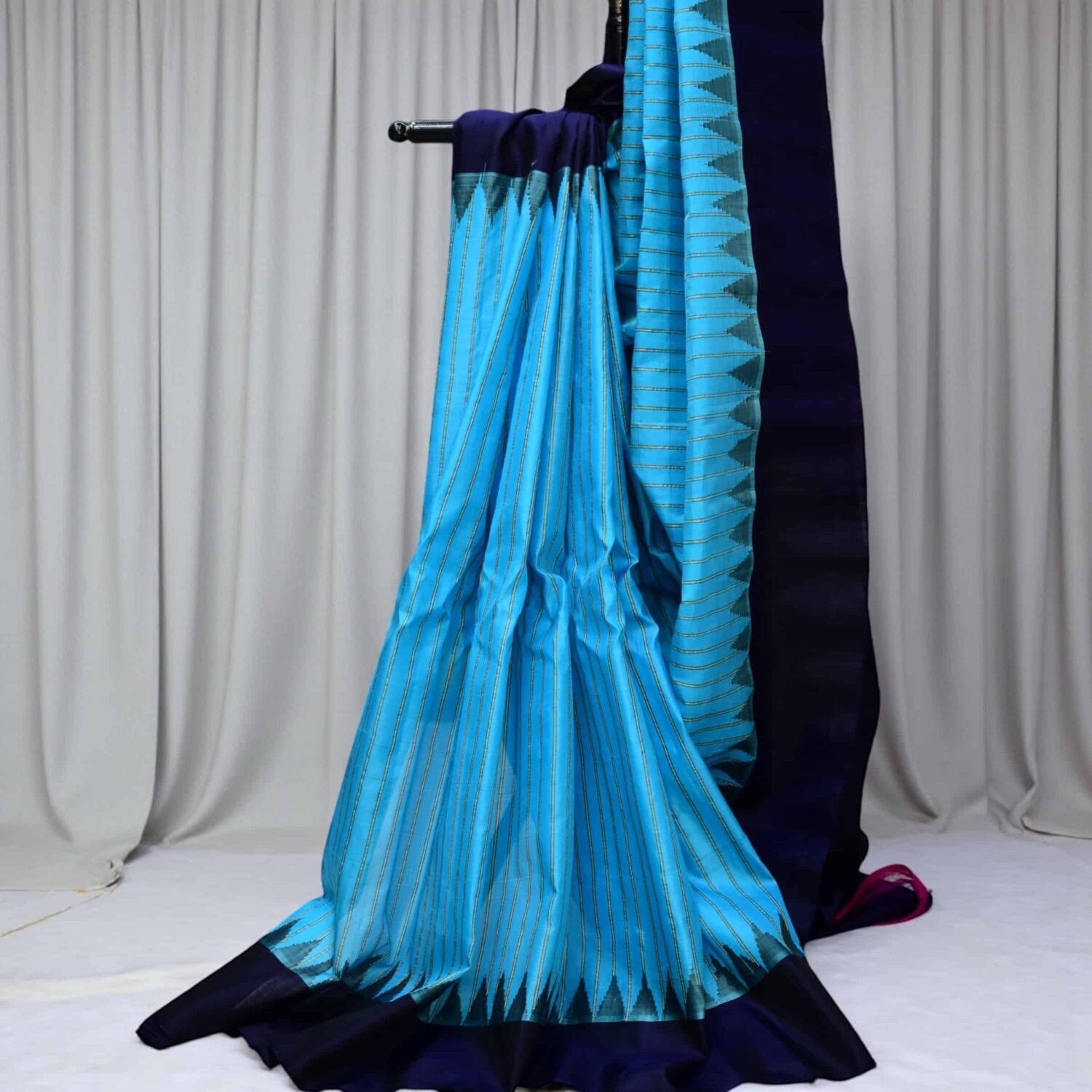 Sky blue handloom pure silk