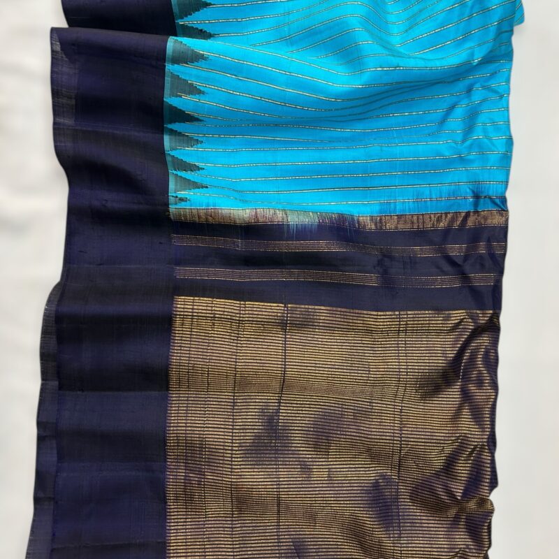 Sky blue handloom pure silk - view 5