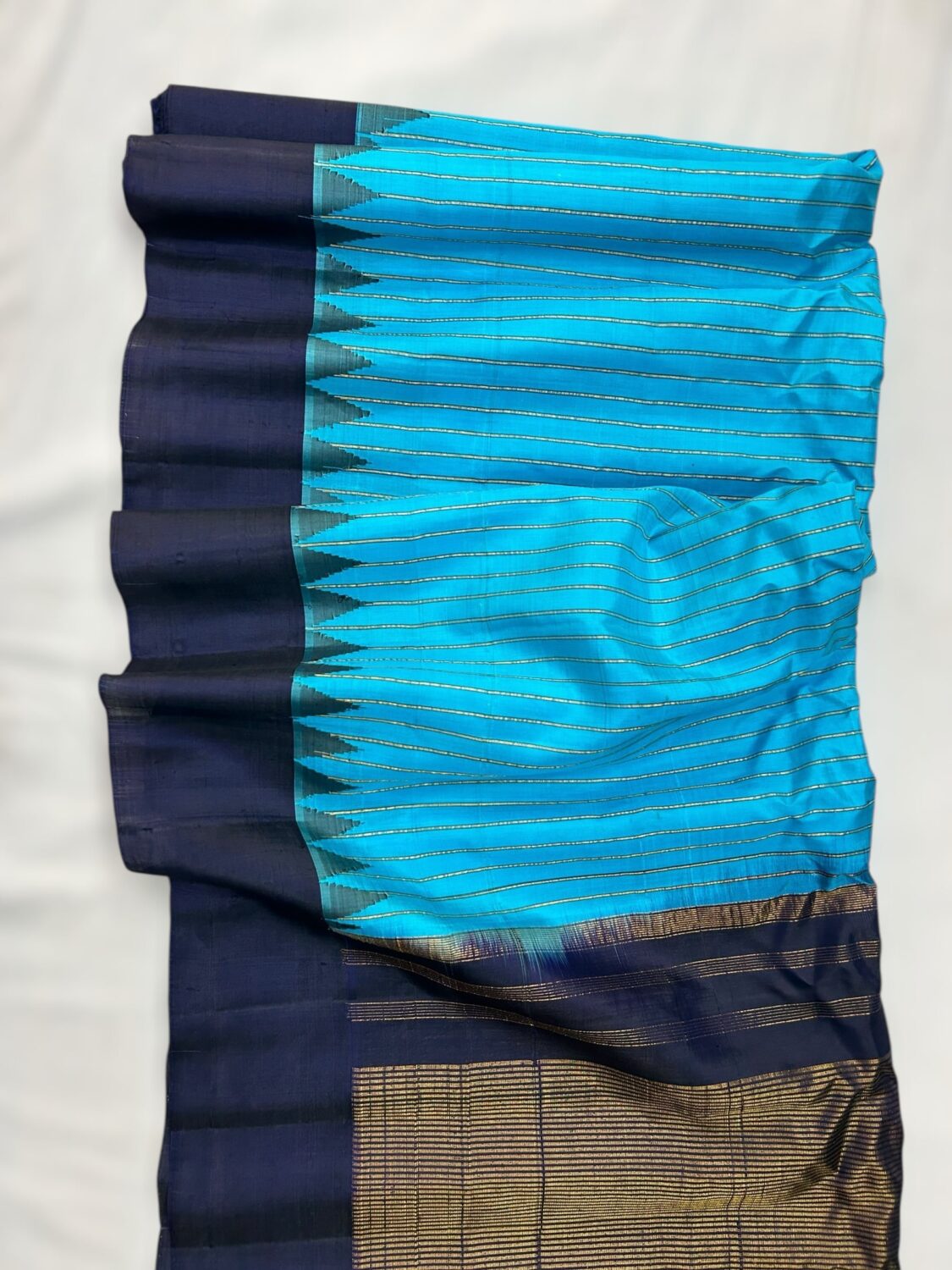 Sky blue handloom pure silk