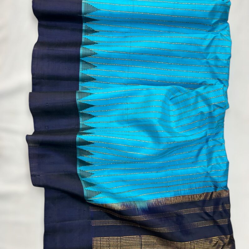 Sky blue handloom pure silk - view 6