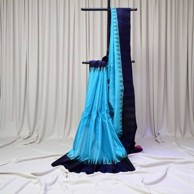 Sky blue handloom pure silk