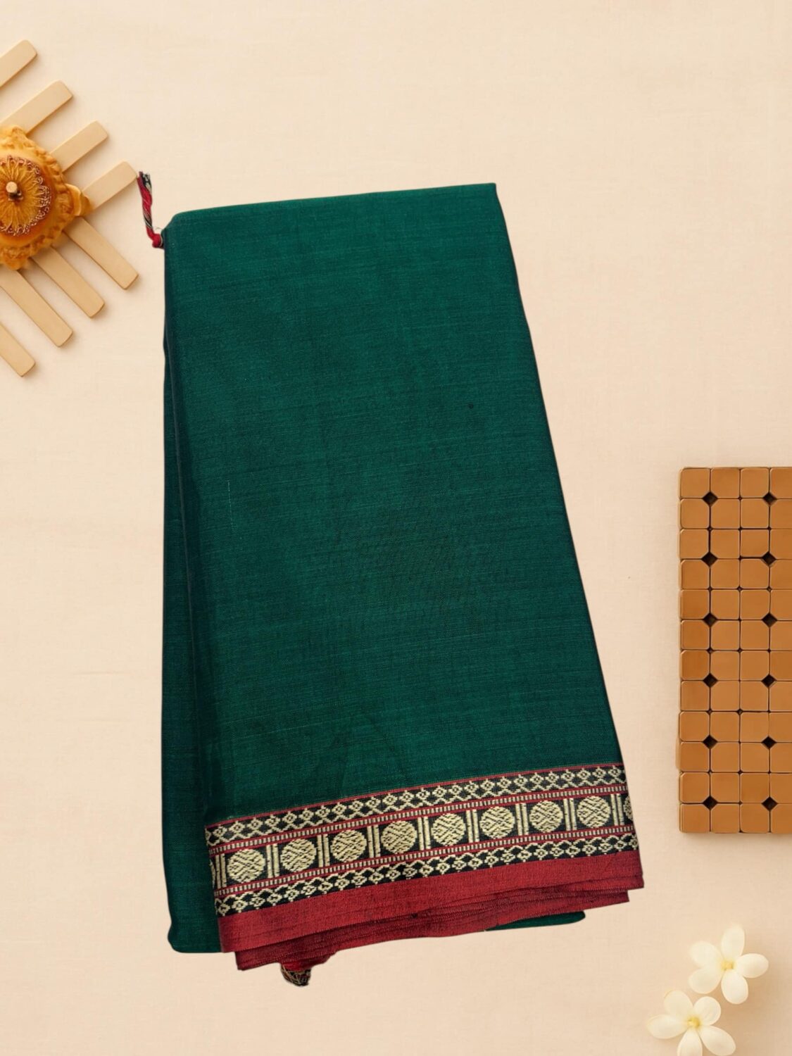 Bottle green mercerised cotton