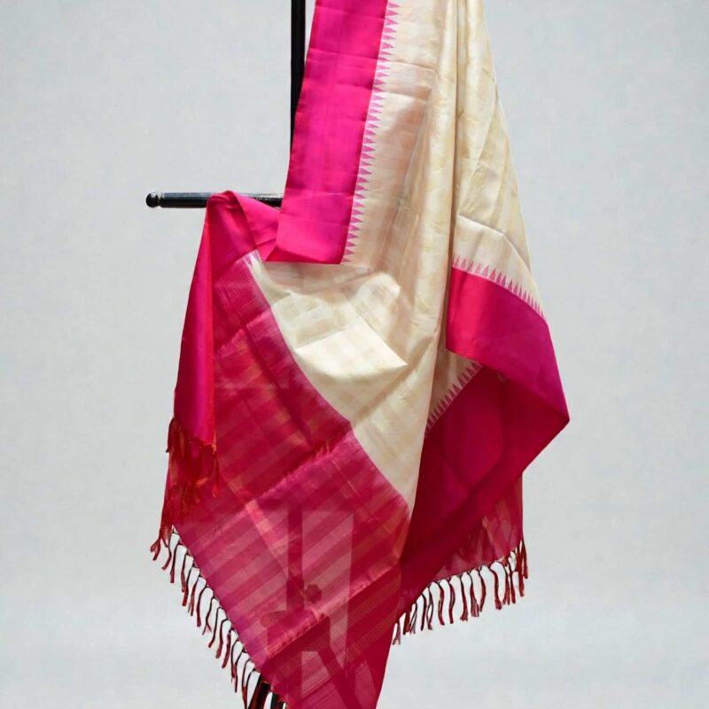 Cream pure gadwal dupatta - view 2
