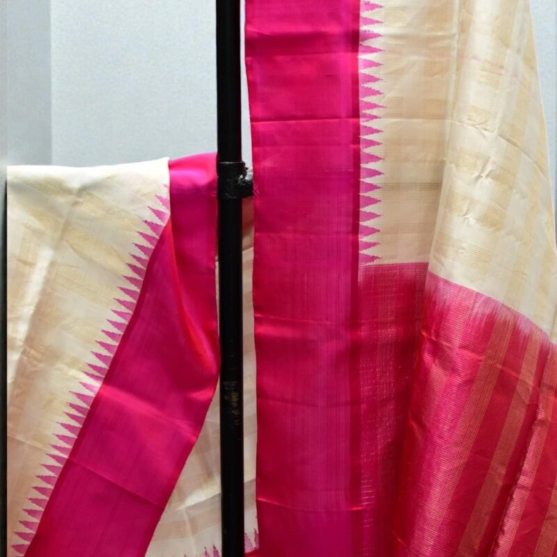 Cream pure gadwal dupatta - view 4