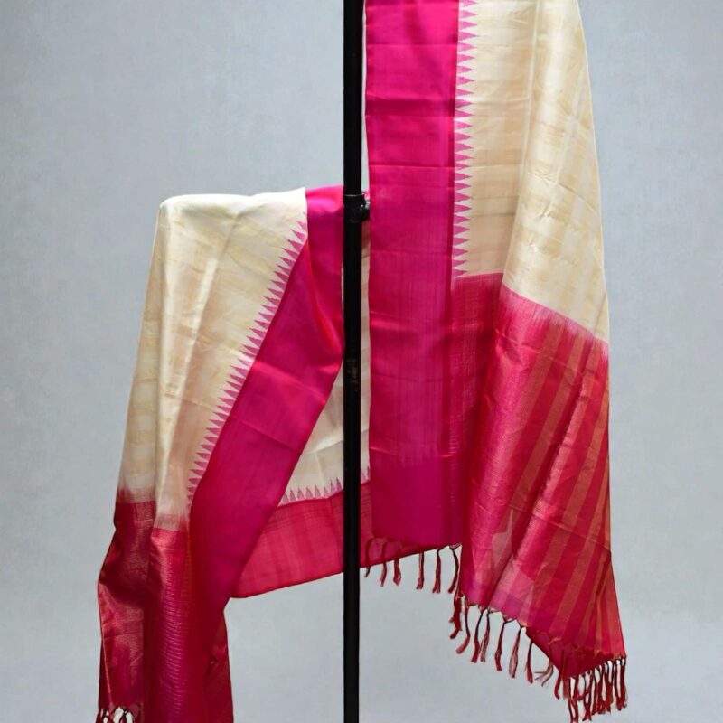Cream pure gadwal dupatta - view 5