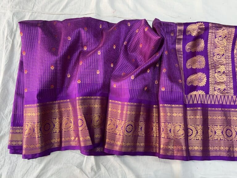 Purple Pure Silk Saree with Gold Zari Work