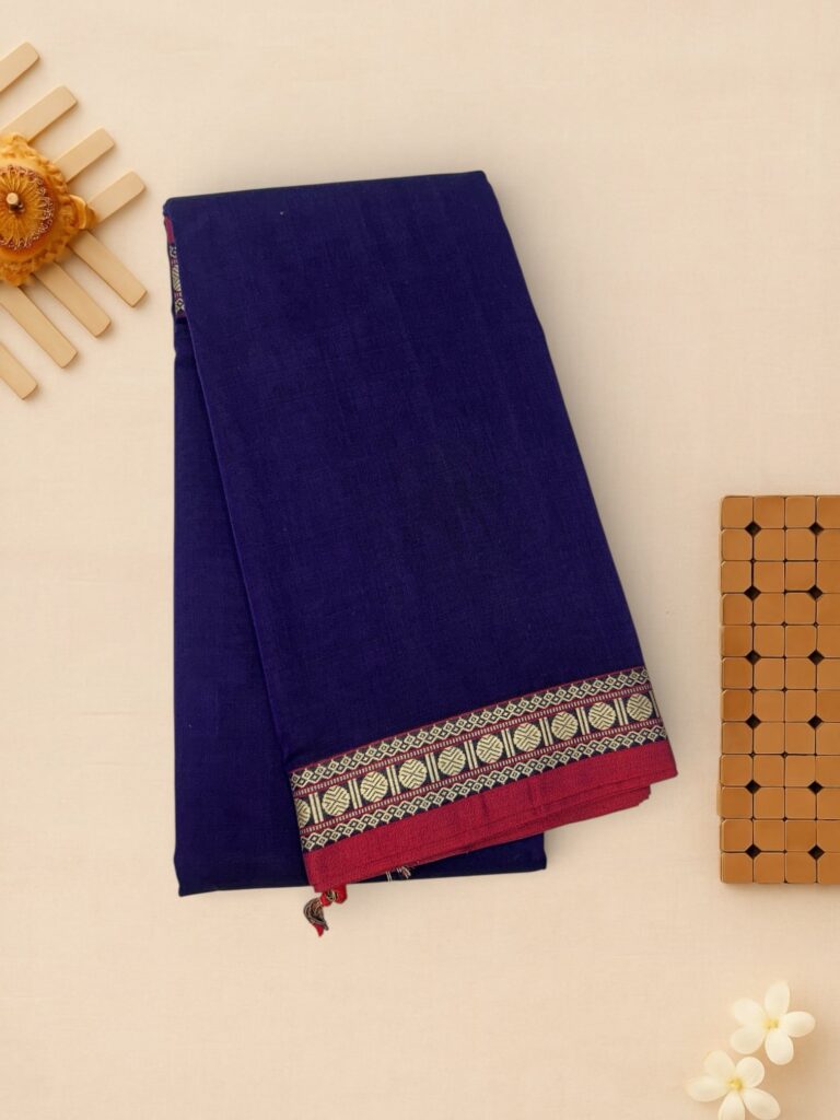 Royal Blue Cotton Saree mercerised