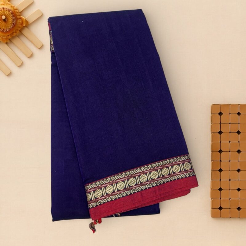 Royal Blue Cotton Saree mercerised