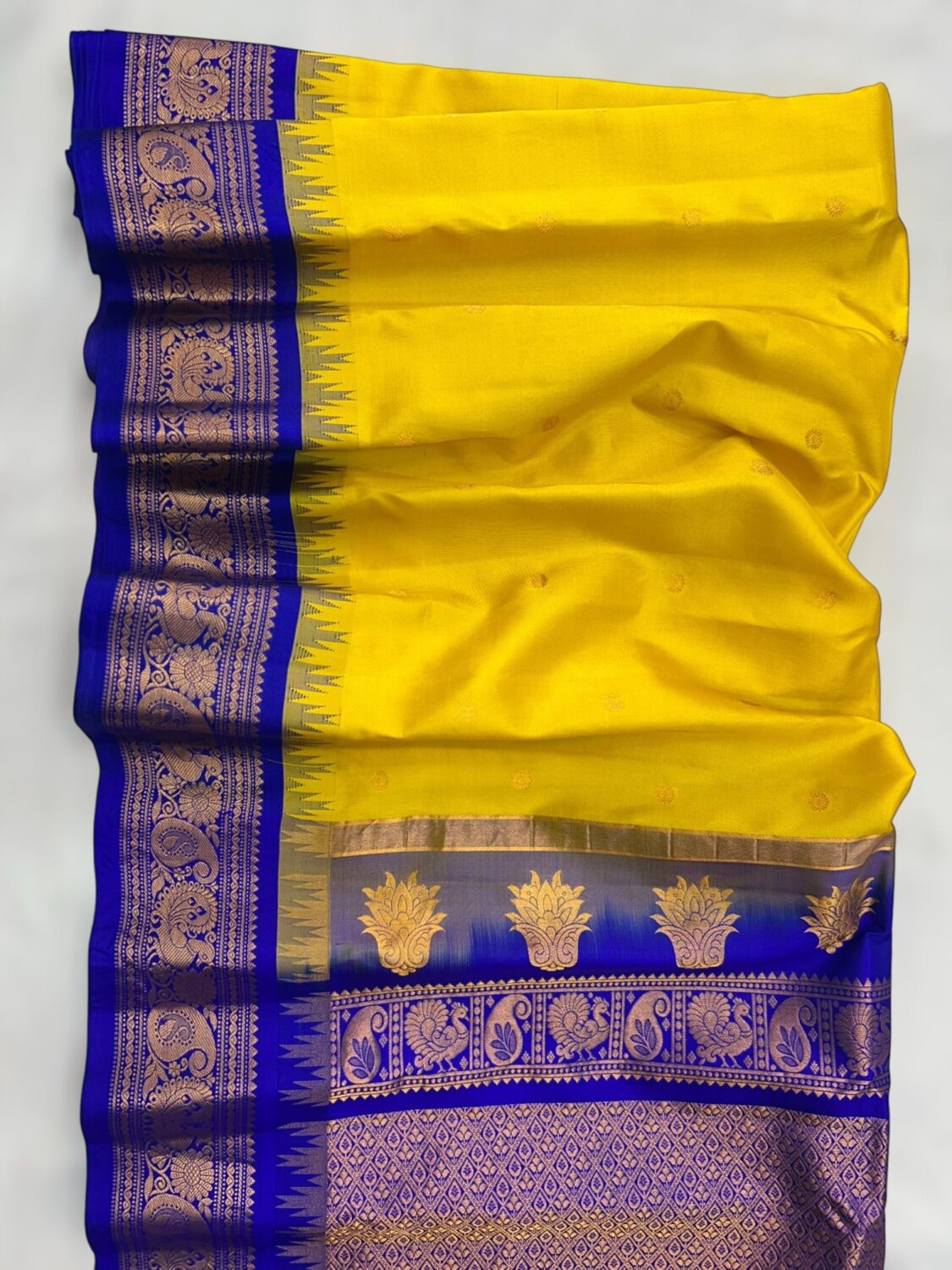 Yellow pure gadwal saree