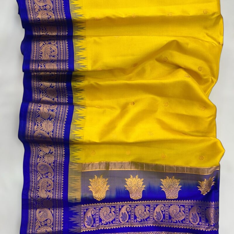 Yellow pure gadwal saree