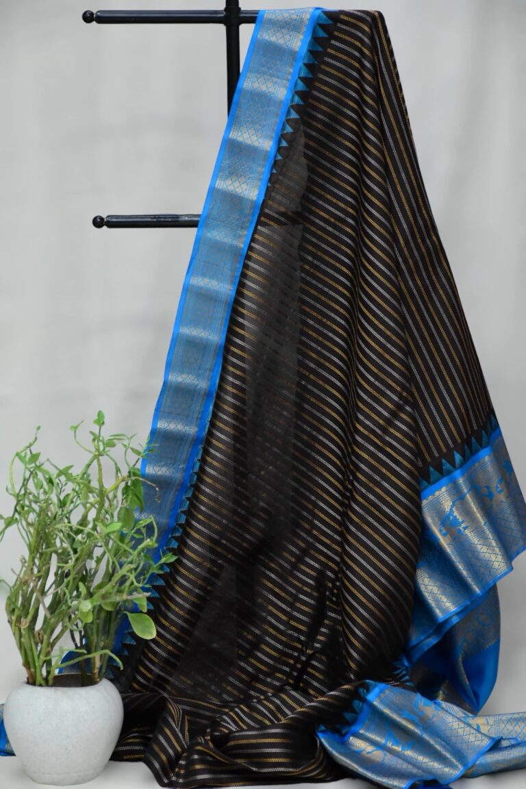 Black Gadwal Silk Saree