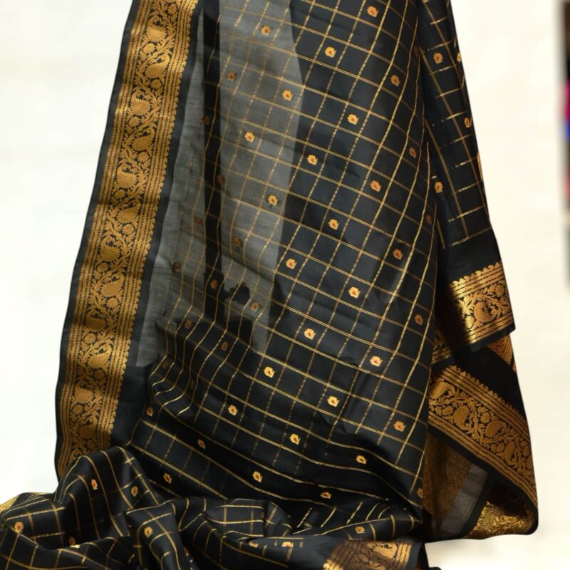 Black pure silk gadwal - view 2