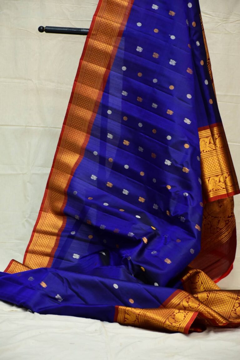 Blue Silk Gadwal Saree