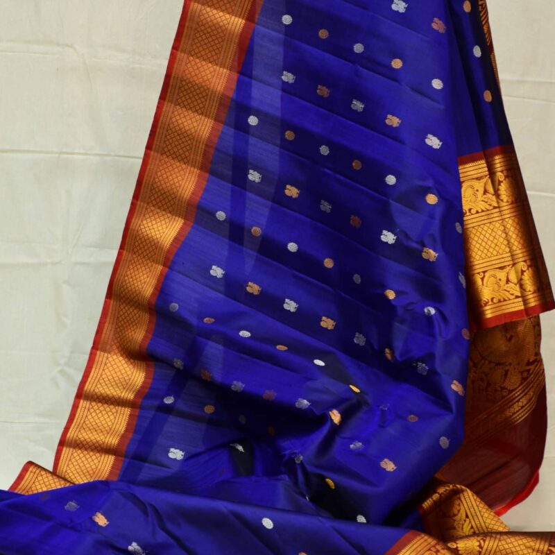 Blue Silk Gadwal Saree