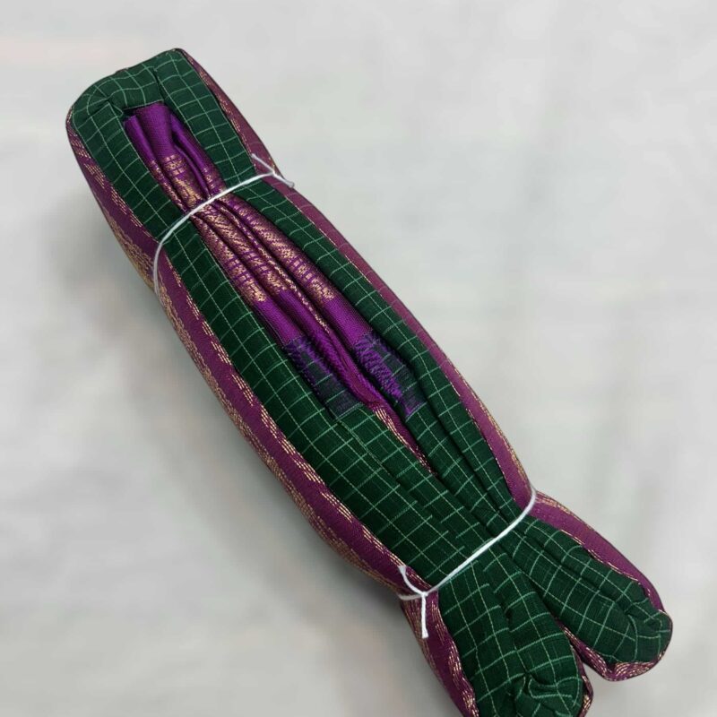 Bottle Green Gadwal Cotton Saree