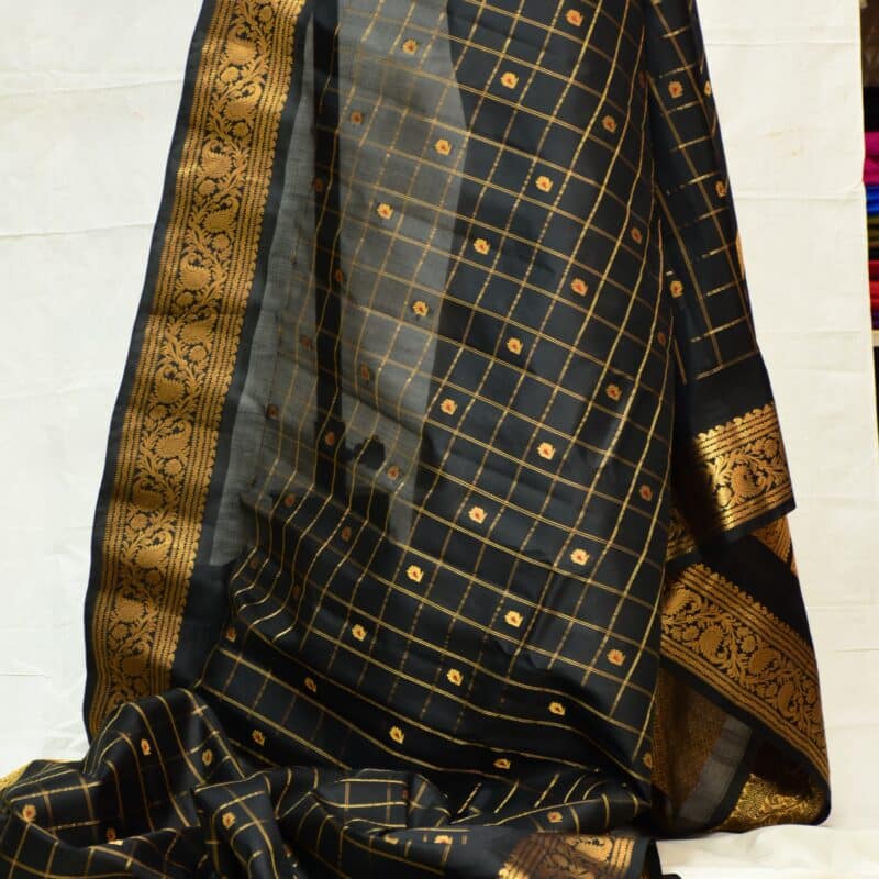 Black pure silk gadwal - view 4