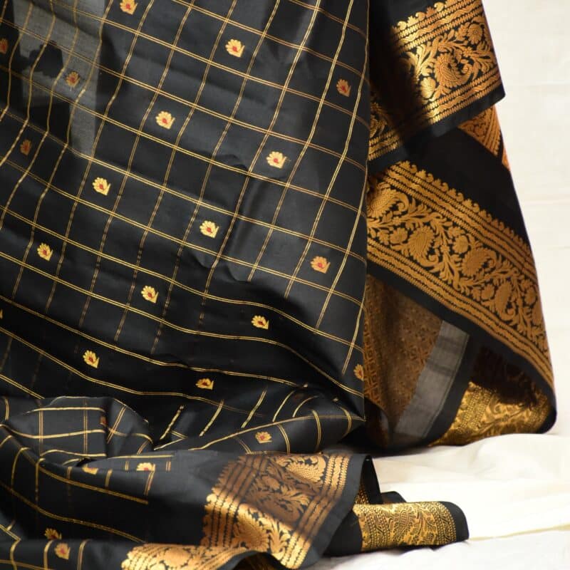 Black pure silk gadwal - view 3