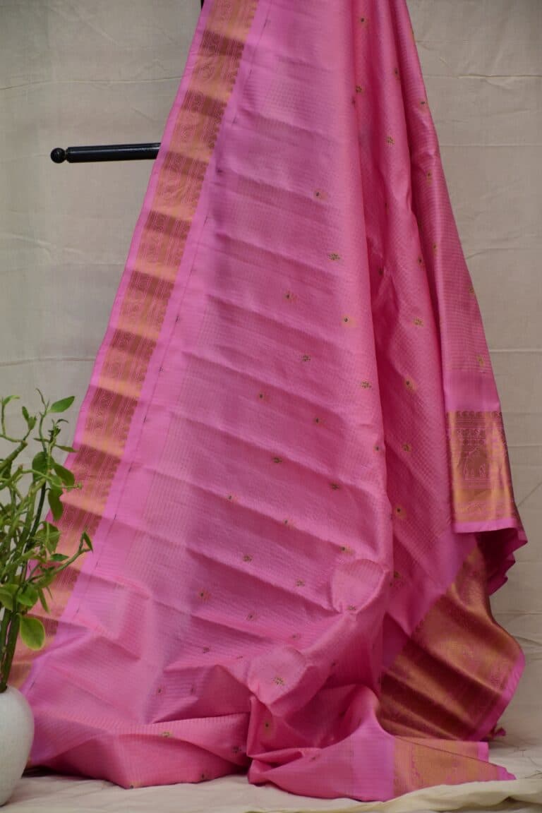 Self baby pink gadwal saree - view 3