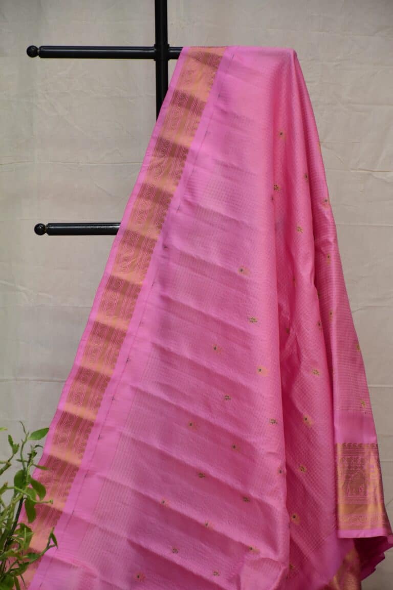 Self baby pink gadwal saree - view 2