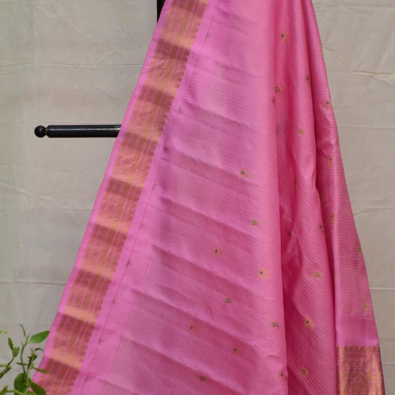 Self baby pink gadwal saree - view 2