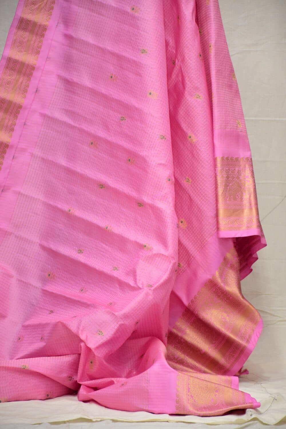 Self baby pink gadwal saree