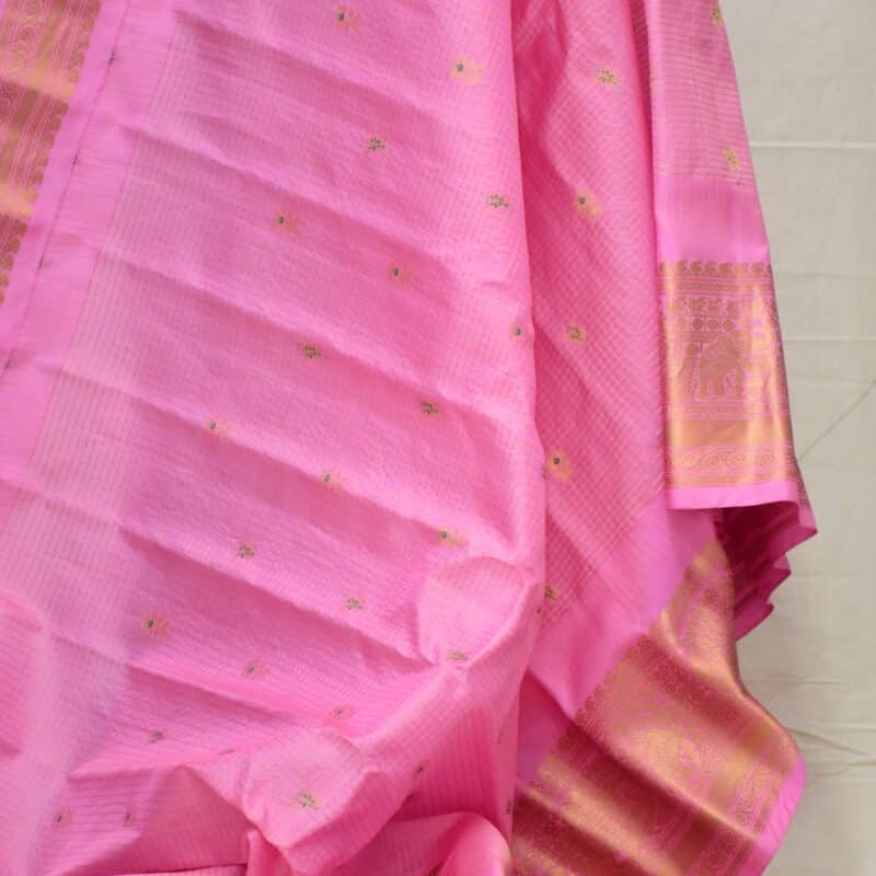 Self baby pink gadwal saree - view 4