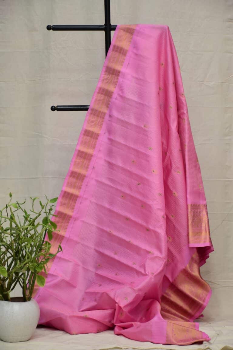 Self baby pink gadwal saree