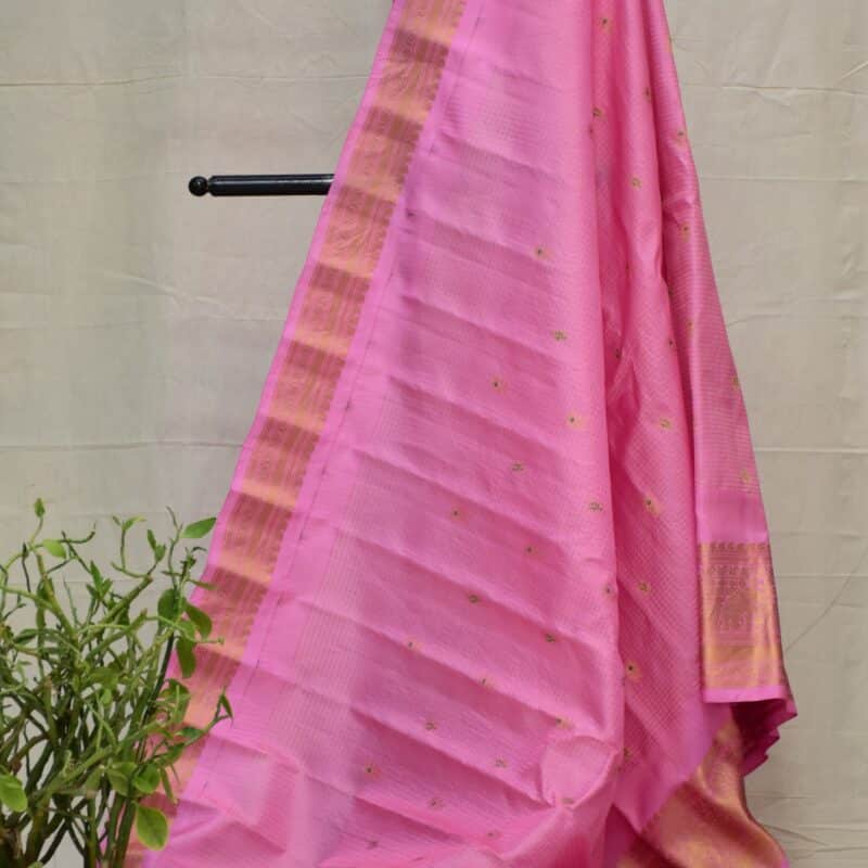 Self baby pink gadwal saree