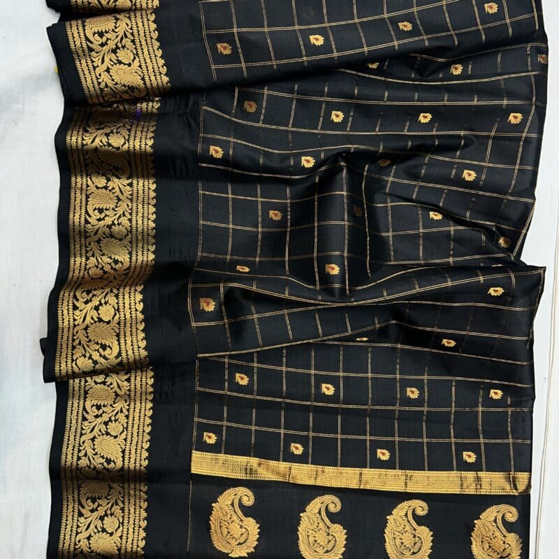 Black pure silk gadwal - view 6