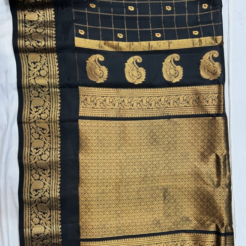 Black pure silk gadwal - view 5