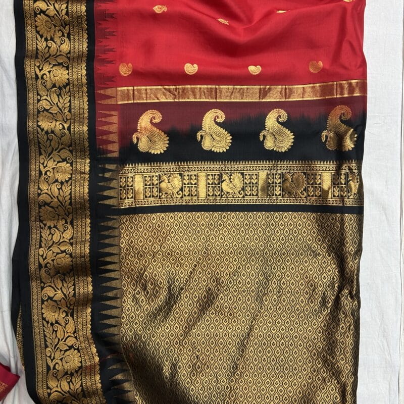 Black-red  vintage pure gadwal - view 6
