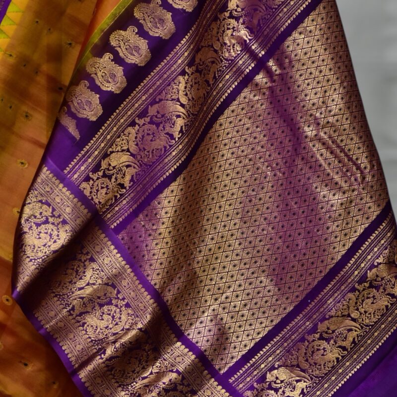 Orange Gadwal Silk Saree - view 3