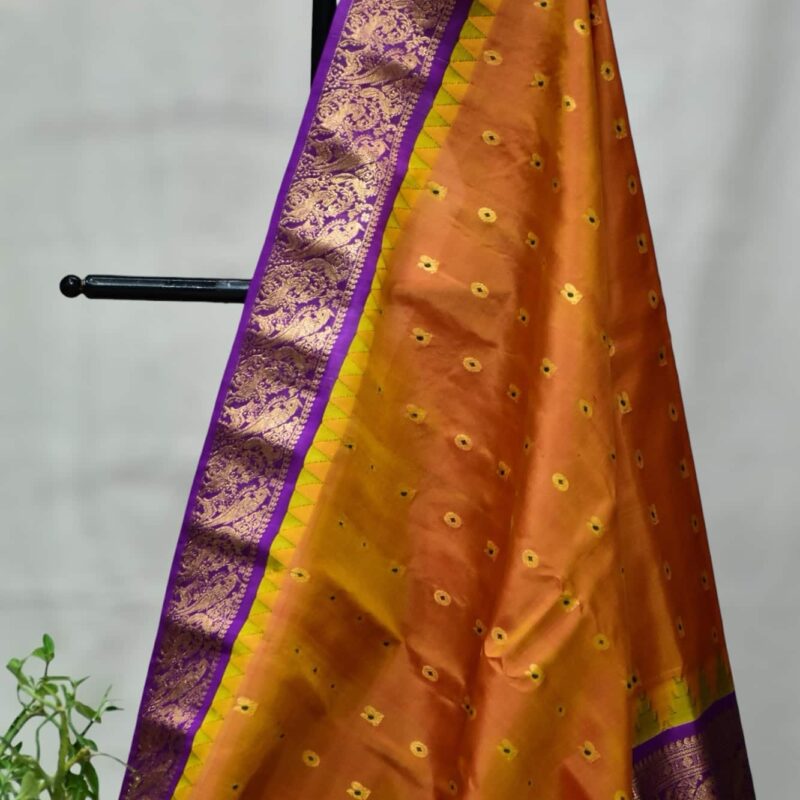 Orange Gadwal Silk Saree