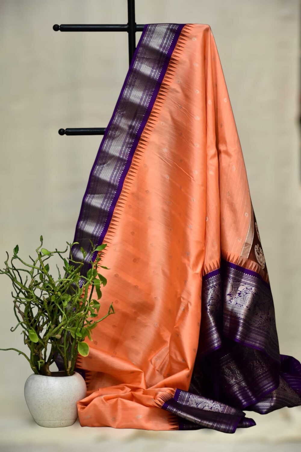 Peach and purple strips pure gadwal