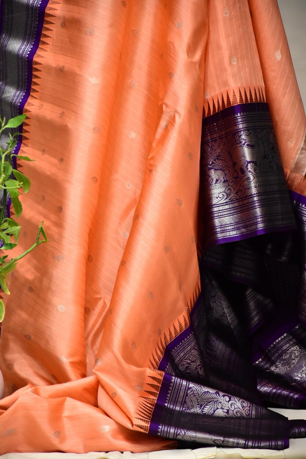 Peach and purple strips pure gadwal