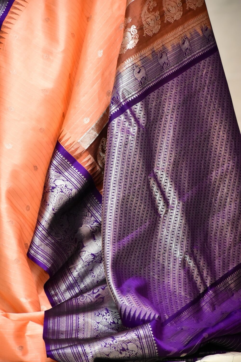 Peach and purple strips pure gadwal