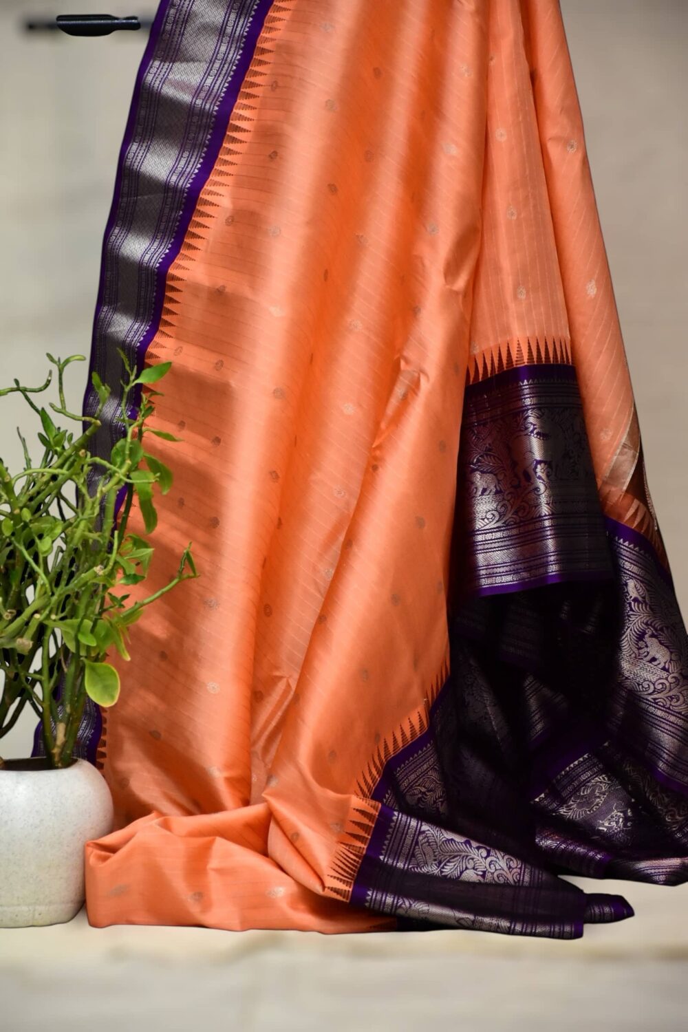 Peach and purple strips pure gadwal