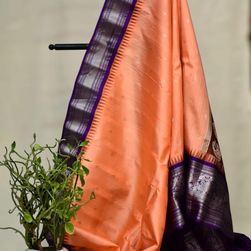 Peach and purple strips pure gadwal