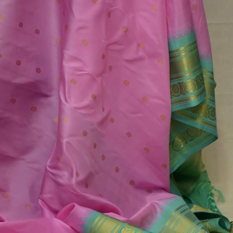 Light Pink Silk Gadwal Saree - view 2