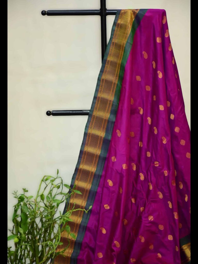 Dual Shade Blue Paithani Gadwal Silk Saree