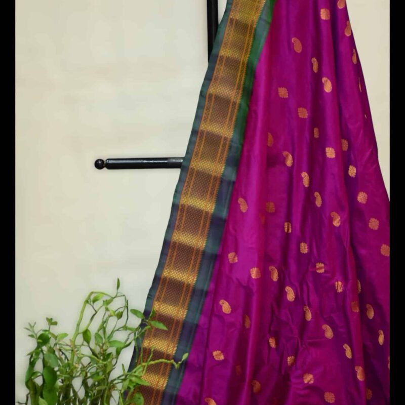Dual Shade Blue Paithani Gadwal Silk Saree